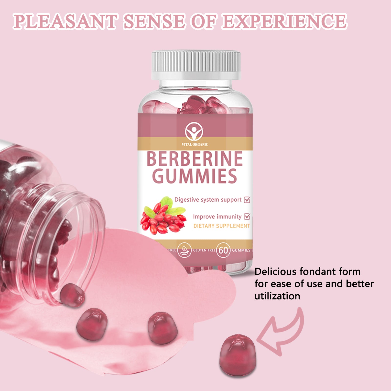 Berberine Gummies, with Premium Berberine HCL 1200mg,Plus Pure True Ceylon Cinnamon,Turmeric, Artichoke for Faster Metabolismt, Healthy Weight Management, 60 Count